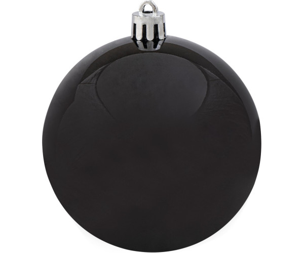 Μάυρη Πλαστική Χριστουγεννιάτικη Μπάλα 10cm (Σετ 4 τμχ)